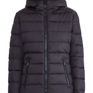 Пуховик Tetras с деталями из кожи ягненка и лентой грогрен-лентой MONCLER