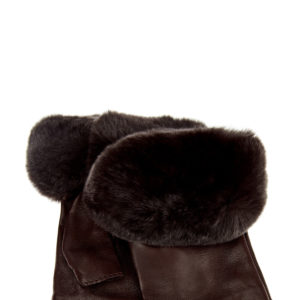 Митенки из кожи с объемными меховыми манжетами ELEVENTY
