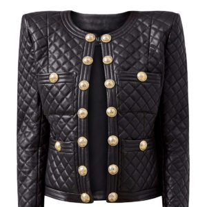Приталенная куртка-жакет из стеганой овечьей кожи BALMAIN