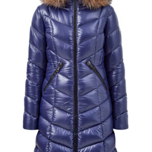 Приталенный пуховик из нейлона laqué с мехом лисы Blue Frost MONCLER