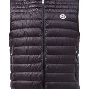 Утепленный пухом жилет в байкерском стиле MONCLER
