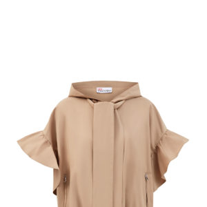 Укороченная куртка с фактурными рукавами и глубоким капюшоном REDVALENTINO