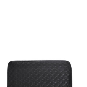 Портмоне в черном цвете из матовой кожи с тиснением и символикой GG GUCCI