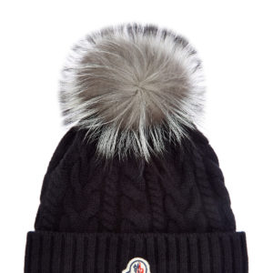 Шапка из шерсти и кашемира с вязаным узором и помпоном MONCLER