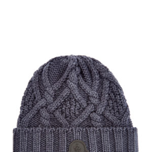 Шапка из шерсти с отворотом в технике английской резинки MONCLER
