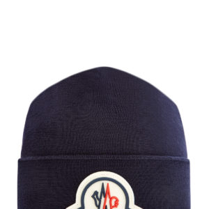Базовая шапка из шерстяной пряжи с логотипом бренда MONCLER