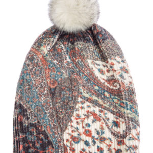 Шапка из шерсти и кашемира с помпоном из меха лисы ETRO