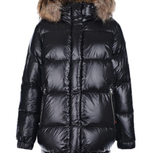 Черная парка с меховой отделкой Woolrich