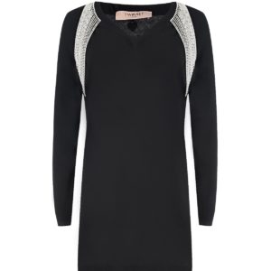 Черный джемпер с декором стразами TWINSET