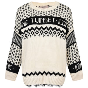 Джемпер из шерсти с кружевной отделкой TWINSET
