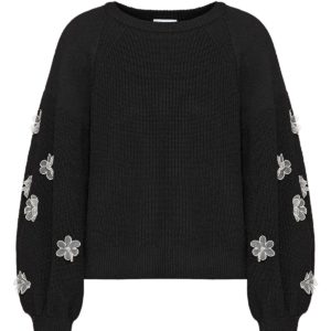 Черный джемпер с цветочным декором Red Valentino