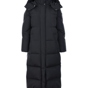 Черное пальто-пуховик с капюшоном Woolrich