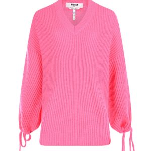 Розовый джемпер с завязками на рукавах MSGM